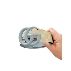NWT Gucci GG Marmont Blue GGSupreme Wide Belt